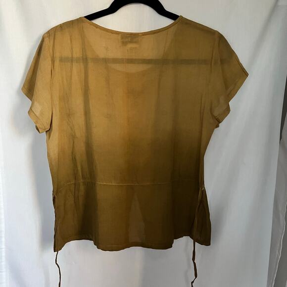 New Horizon top women’s size medium green boho embroidered blouse VTG y2k - Picture 6 of 6